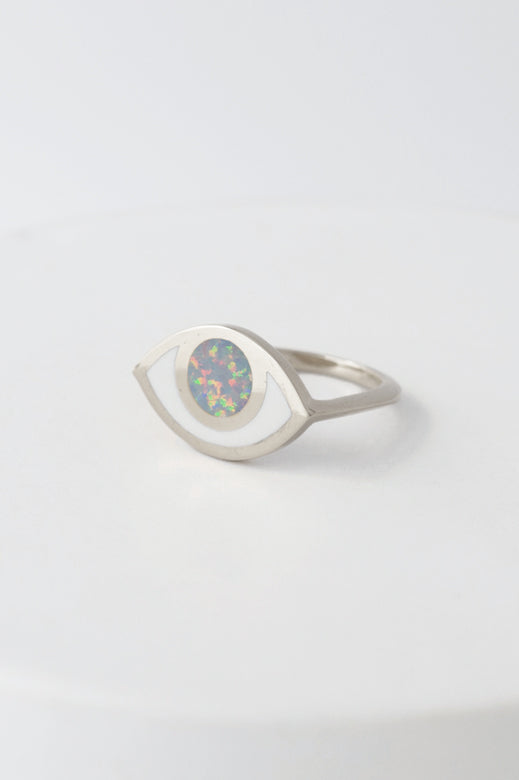 Third Eye Ring in Silver & Opal