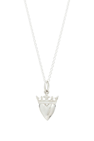 Crowned Heart Pendant Necklace in Sterling Silver